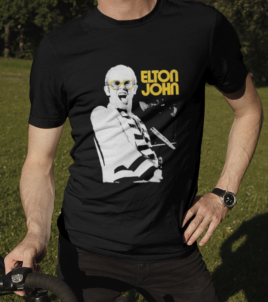 Elton John Classic Concert Series Iconic Glasses And Microphone T-Shirt