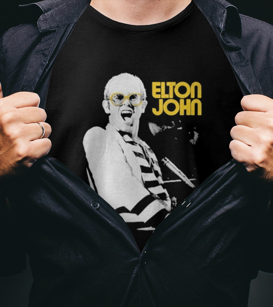 Elton John Classic Concert Series Iconic Glasses And Microphone T-Shirt