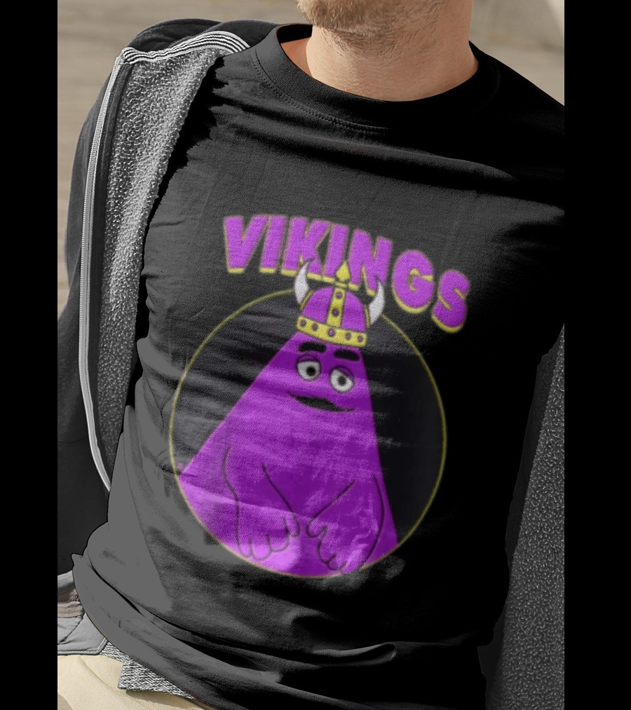 Vikings Purple Character With Horned Helmet T-Shirt
