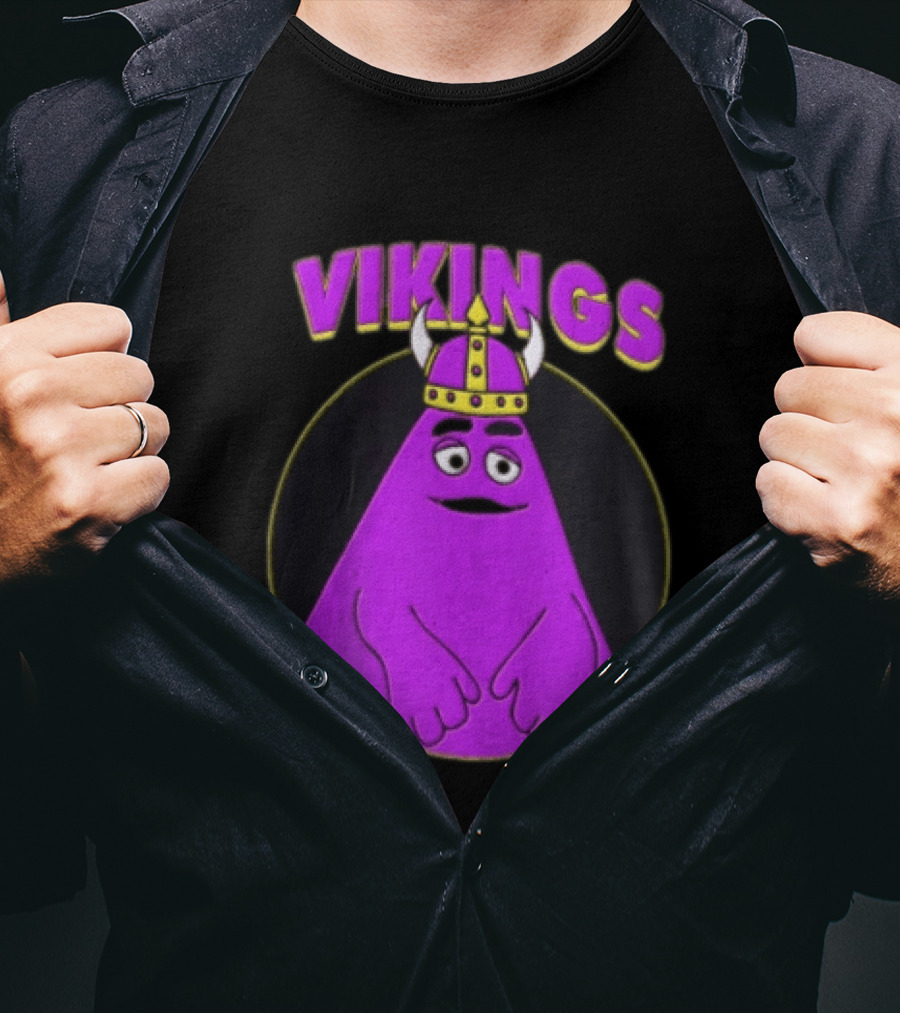 Vikings Purple Character With Horned Helmet T-Shirt