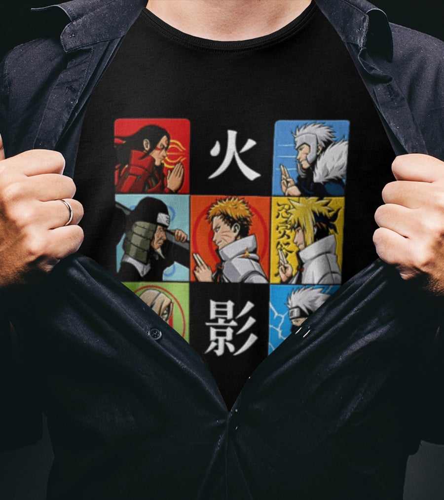 Naruto Leaf Village Hokage Characters Japanese T-Shirt