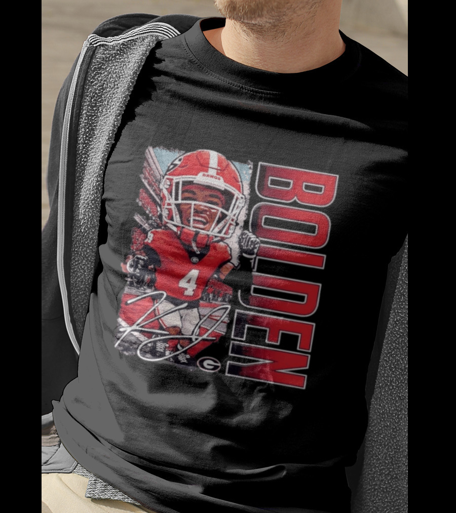 Georgia Bulldogs Football KJ Bolden No 4 Bobble Head Caricature T-Shirt