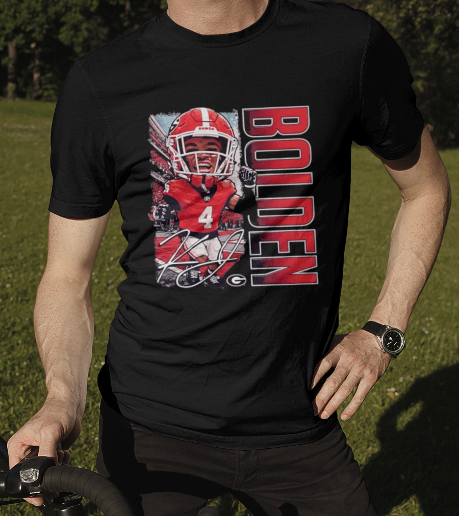 Georgia Bulldogs Football KJ Bolden No 4 Bobble Head Caricature T-Shirt