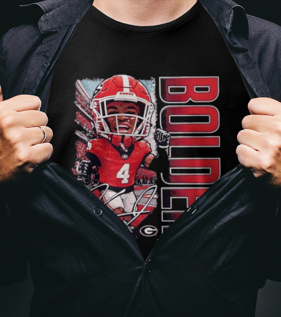 Georgia Bulldogs Football KJ Bolden No 4 Bobble Head Caricature T-Shirt