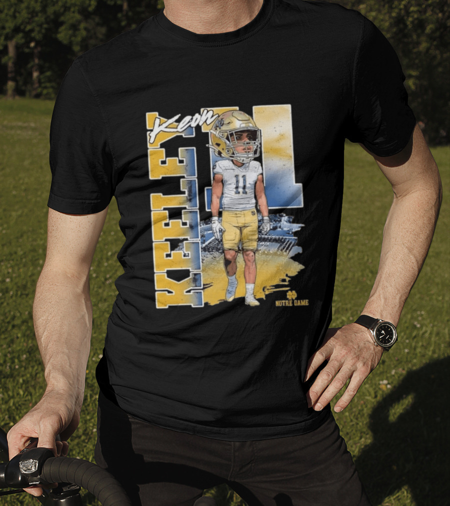 Notre Dame Fighting Irish Keon Keeley No 11 NCAA Football Caricature T-Shirt