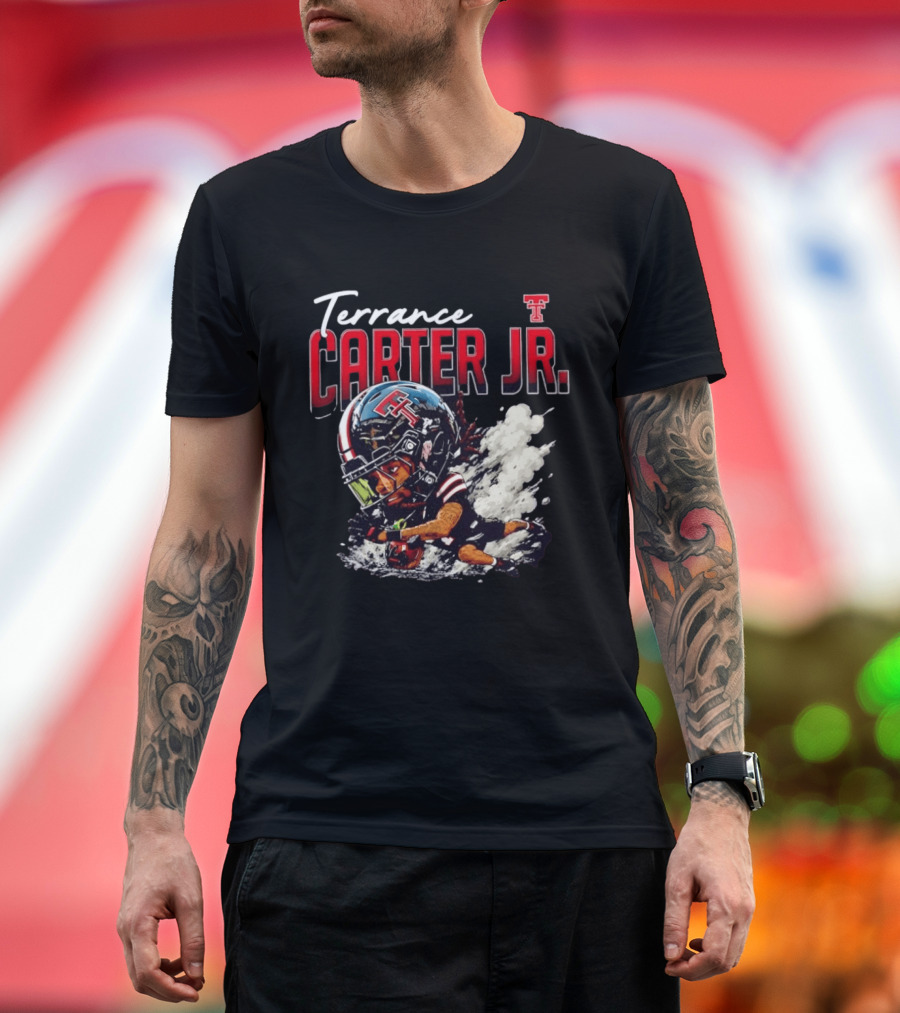 Terrance Carter Jr Texas Tech Red Raiders NCAA Football Bobblehead Caricature T-Shirt