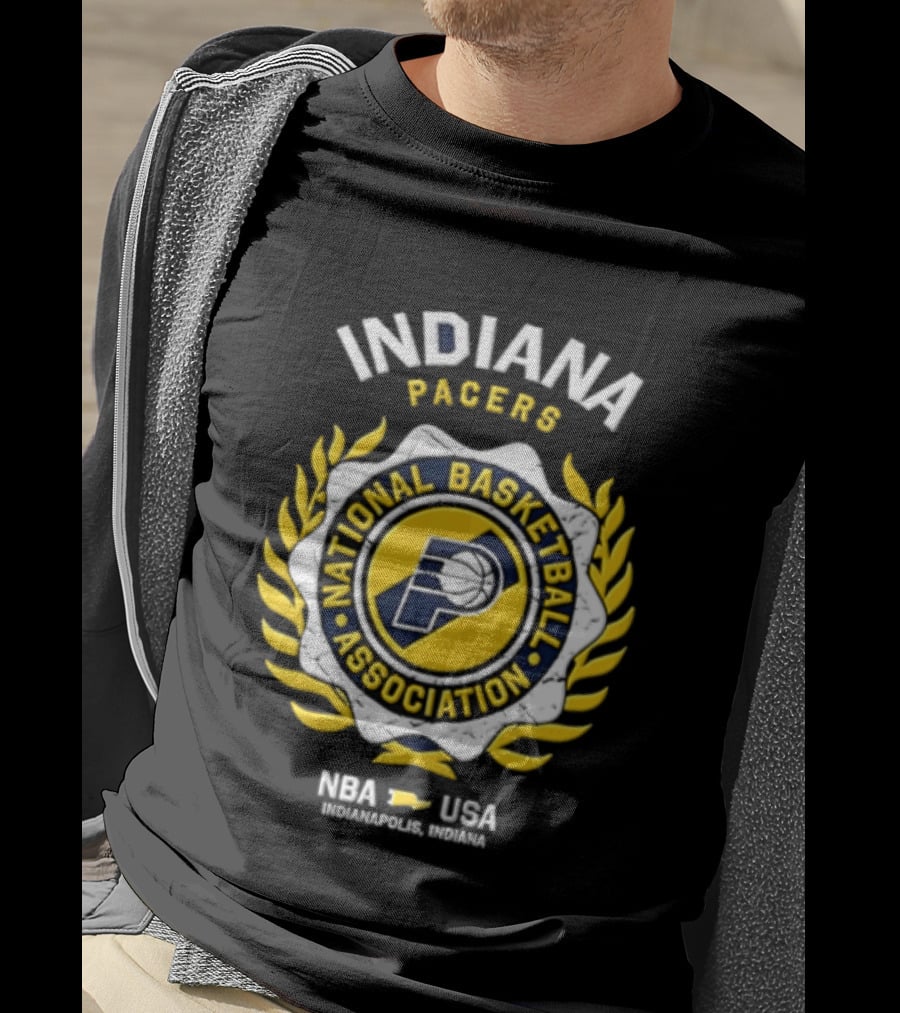 Indiana Pacers NBA National Basketball Association Laurel Wreath T-Shirt