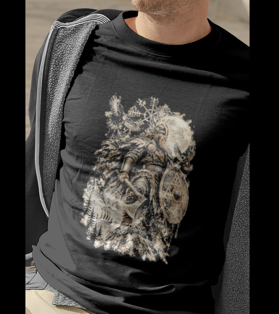 Norse God Viking Warrior Axe Valknut Symbol Raven Longship T-Shirt