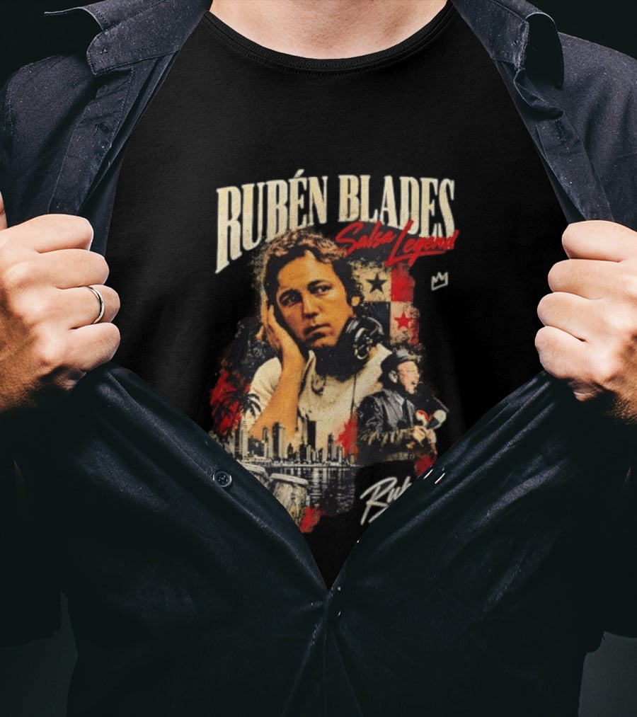 Rubén Blades Salsa Legend Panama City Skyline Musical Legacy T-Shirt