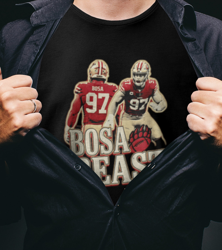 San Francisco 49ers Nick Bosa Beast Bear Claw Football Player 97 T-Shirt