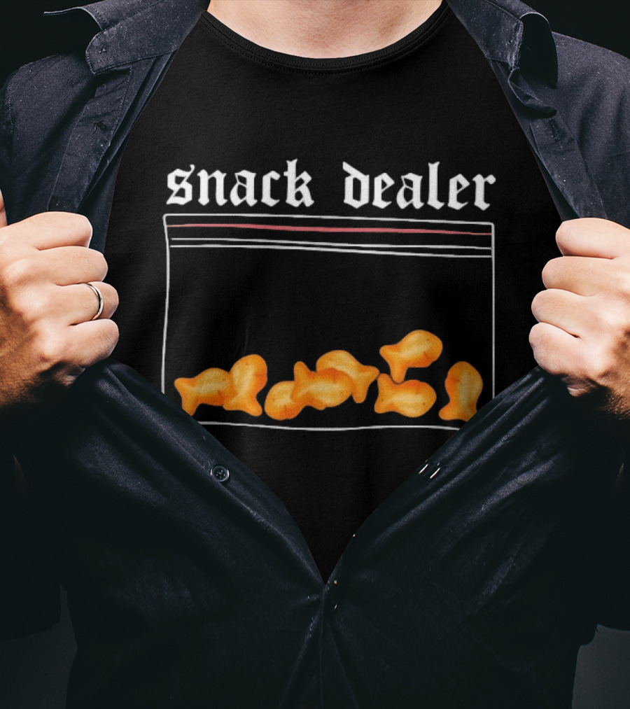 Snack Dealer Fish Crackers Pack Ziploc Bag T-Shirt