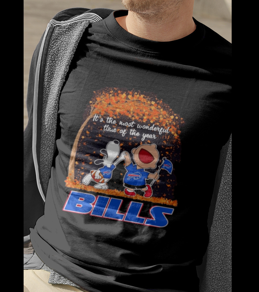 Buffalo Bills Snoopy Charlie Brown Dancing It's The Most Wonderful Time Of The Year T-Shirt