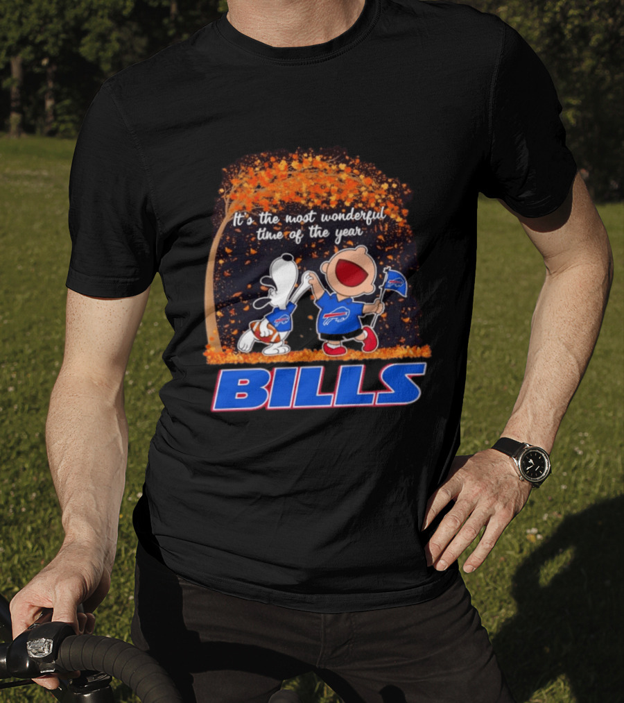 Buffalo Bills Snoopy Charlie Brown Dancing It's The Most Wonderful Time Of The Year T-Shirt