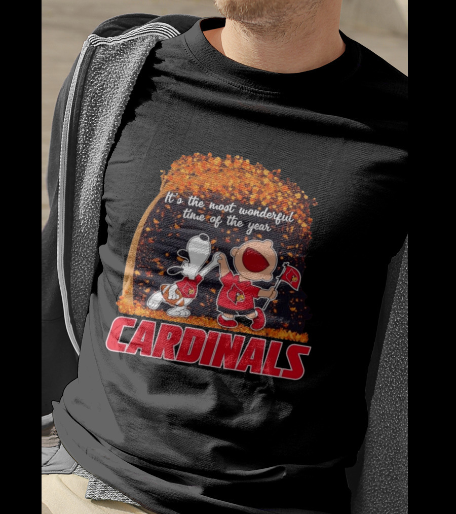 Snoopy Charlie Brown Dancing Louisville Cardinals Most Wonderful Time T-Shirt