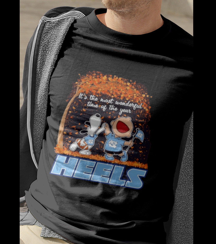 It's The Most Wonderful Time Snoopy Charlie Brown Dancing North Carolina Tar Heels T-Shirt