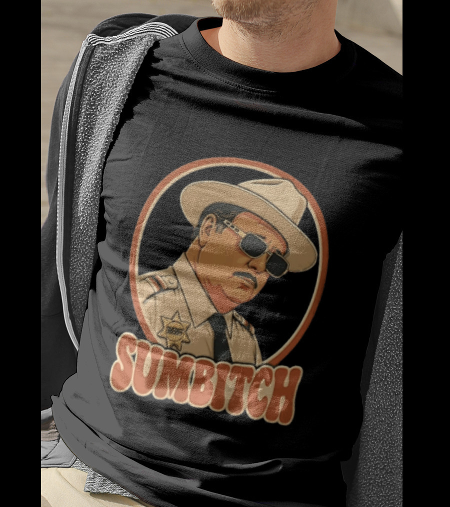 Sumbitch Sheriff Sunglasses Hat Cartoon T-Shirt