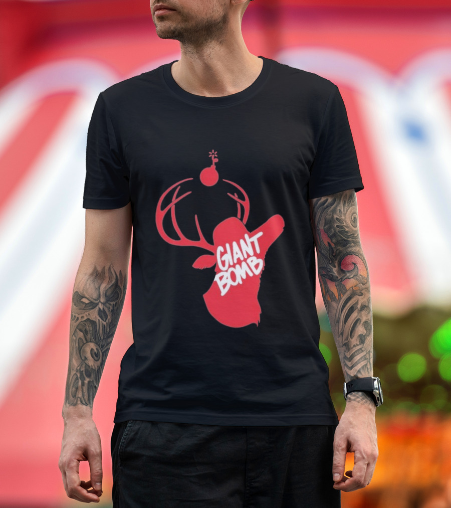 Giant Bomb Red Deer Antlers With Bomb T-Shirt