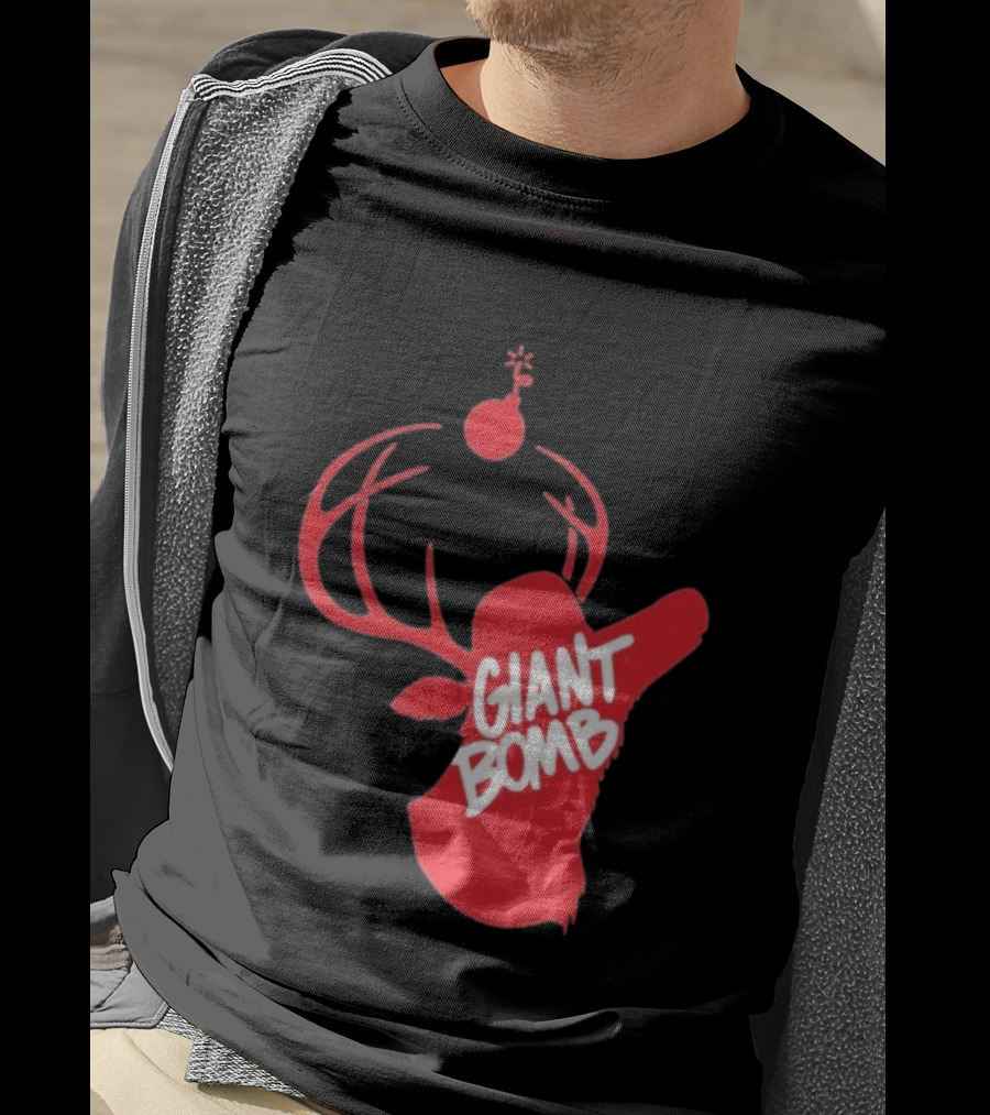 Giant Bomb Red Deer Antlers With Bomb T-Shirt