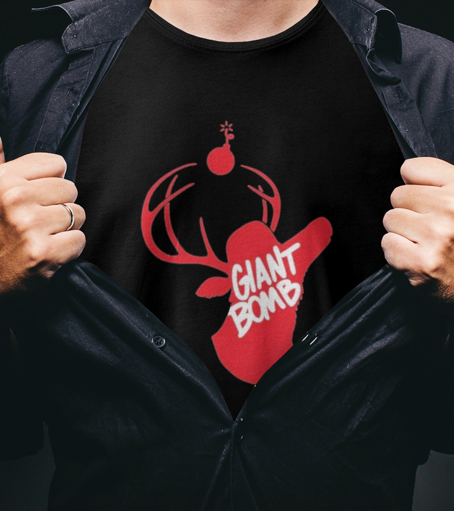 Giant Bomb Red Deer Antlers With Bomb T-Shirt