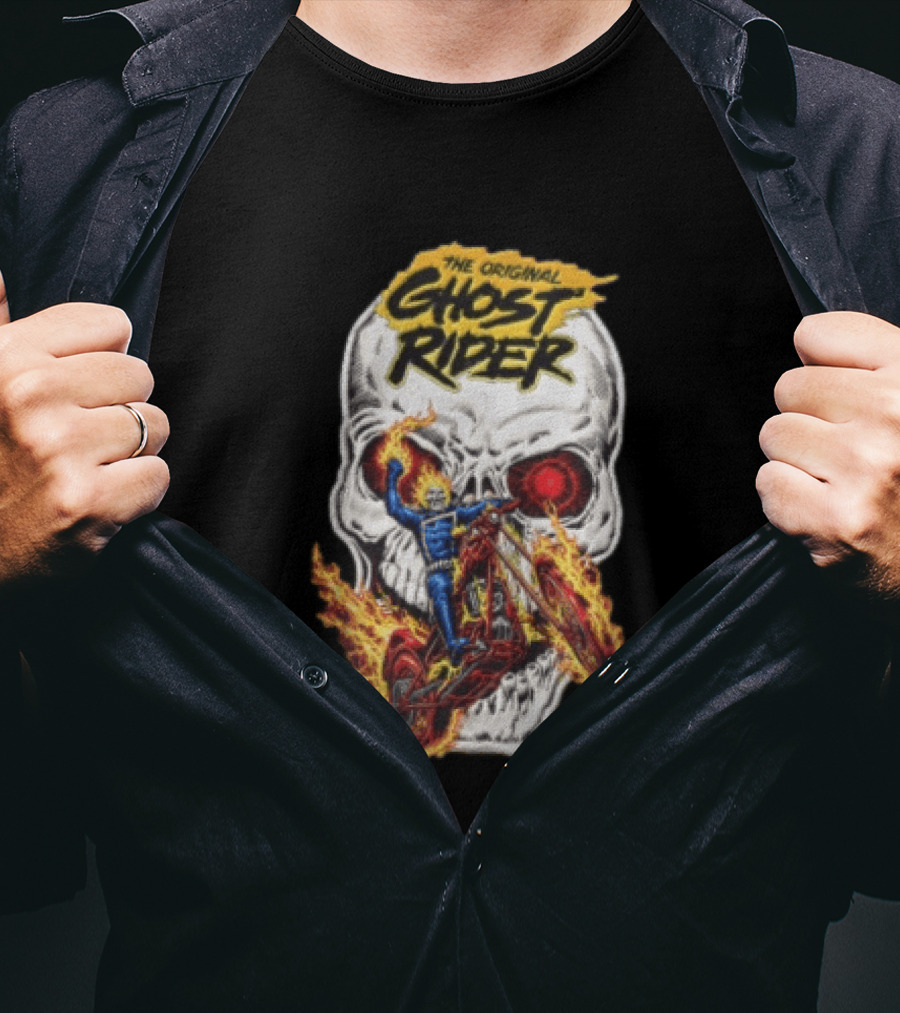 The Original Ghost Rider Flaming Skull Motorcycle Rider T-Shirt