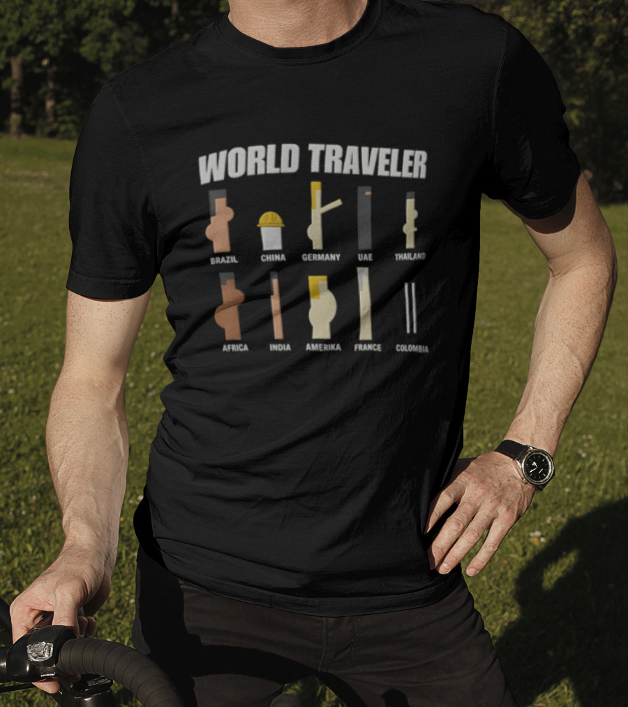 World Traveler Israel China Germany USA Holland Africa India France Japan Colombia T-Shirt