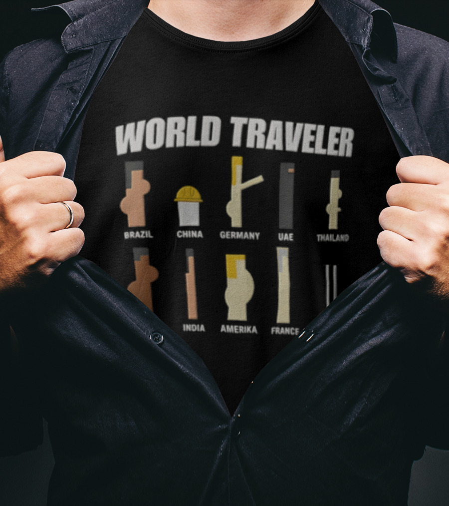 World Traveler Israel China Germany USA Holland Africa India France Japan Colombia T-Shirt