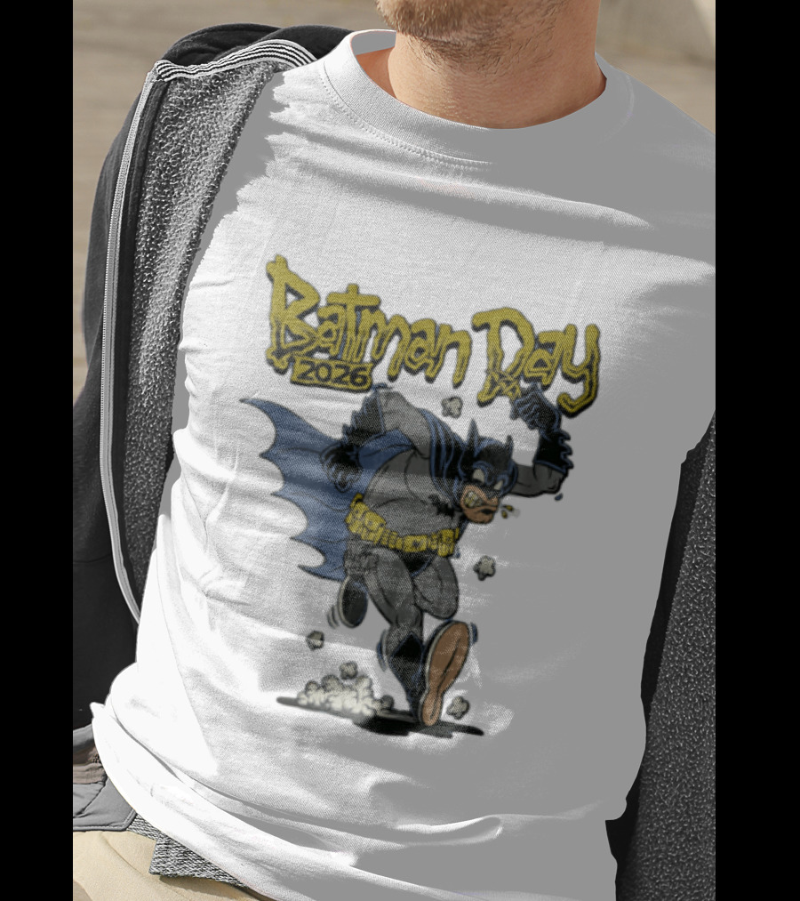 Batman Day 2026 Cartoon Running With Batarang T-Shirt