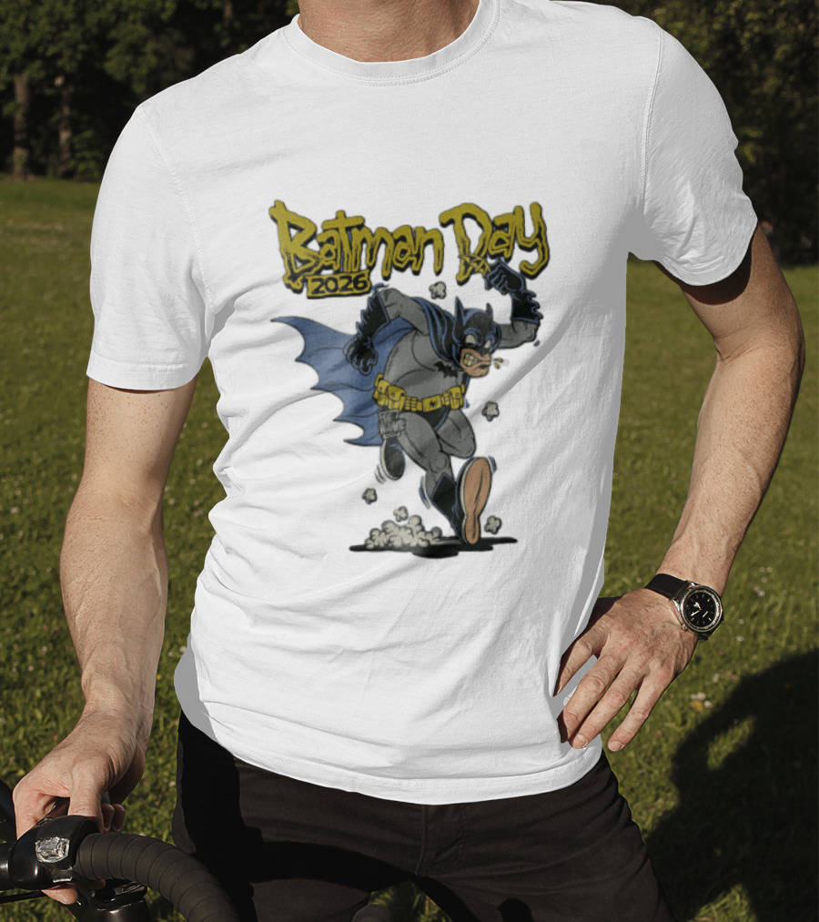 Batman Day 2026 Cartoon Running With Batarang T-Shirt
