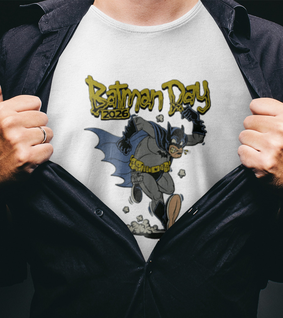 Batman Day 2026 Cartoon Running With Batarang T-Shirt
