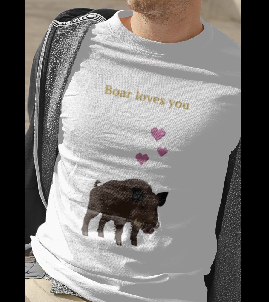 Boar Loves You With Pink Hearts T-Shirt