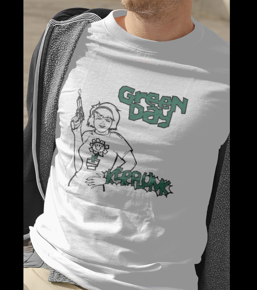 Green Day Kerplunk Vintage Character Holding Flower Pot T-Shirt