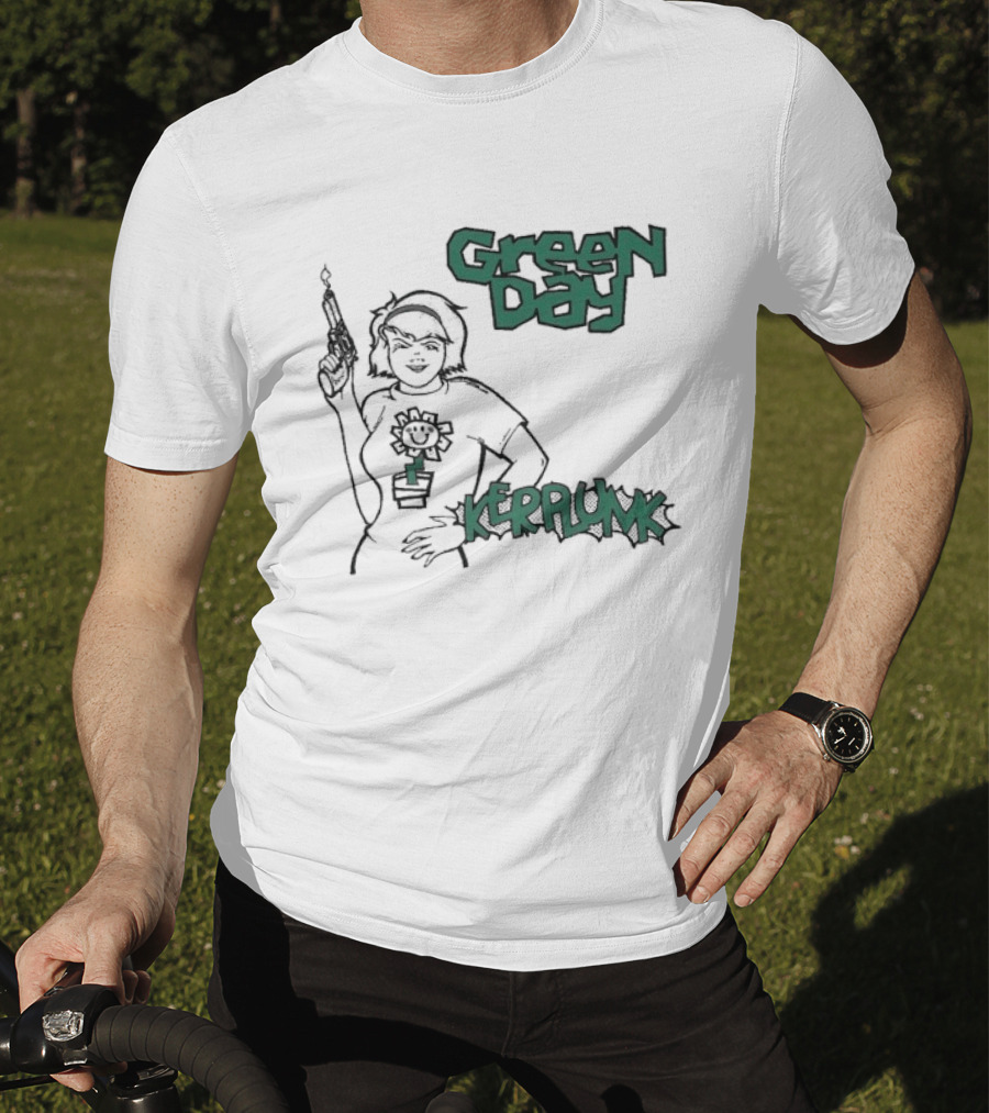 Green Day Kerplunk Vintage Character Holding Flower Pot T-Shirt