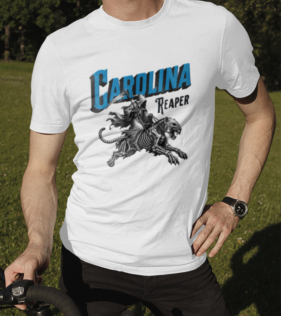 Carolina Reaper Grim Reaper Riding Skeleton Panther T-Shirt