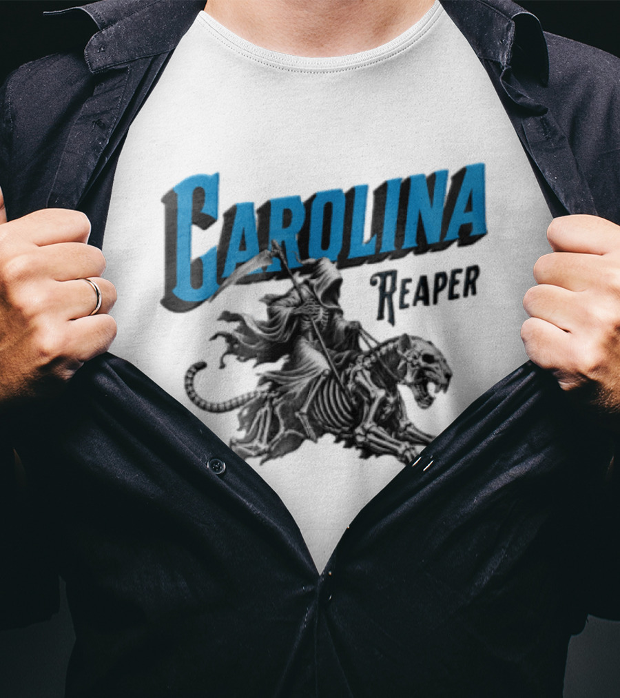 Carolina Reaper Grim Reaper Riding Skeleton Panther T-Shirt
