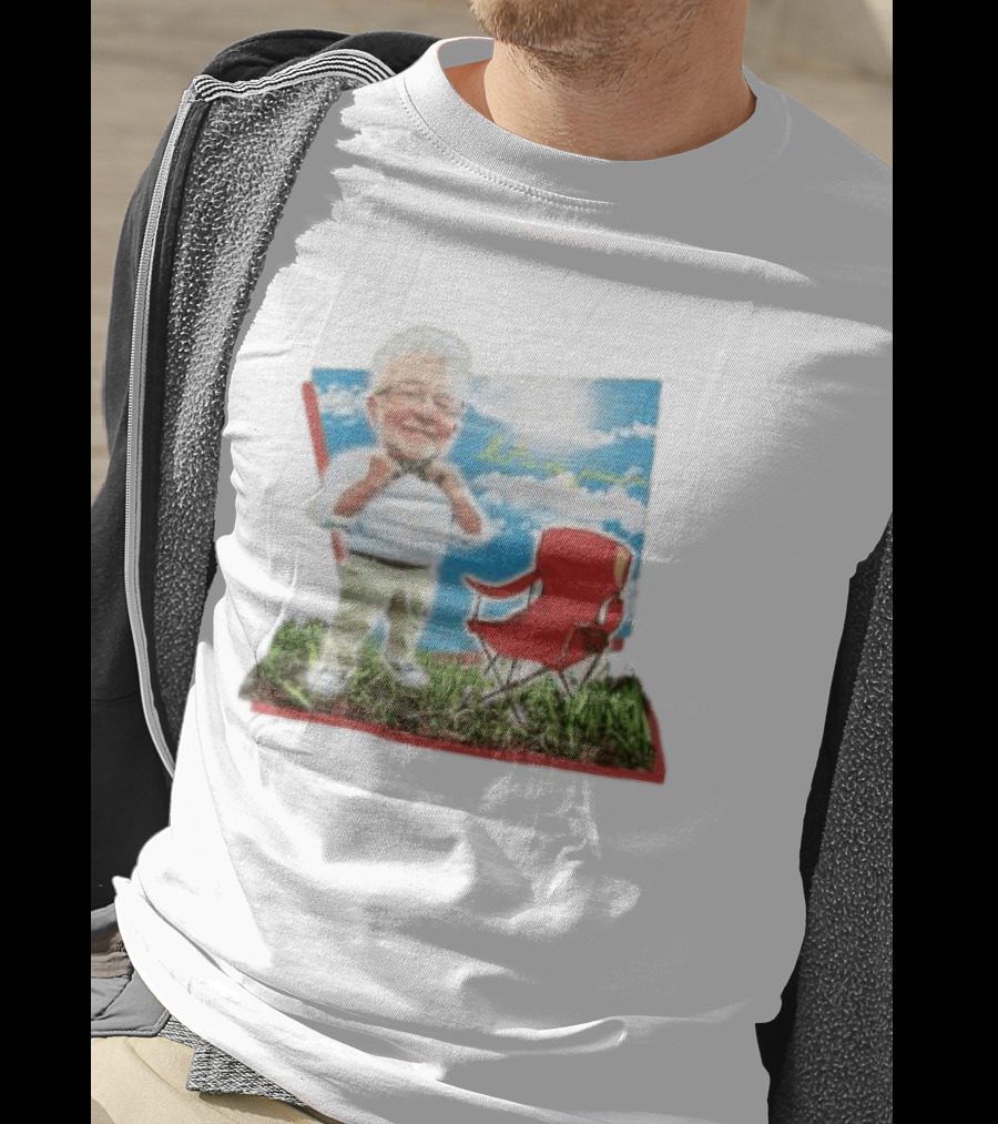 John Chungus Store The John Chungus Show Red Chair And Bowtie Outdoors Clouds Blue Sky T-Shirt