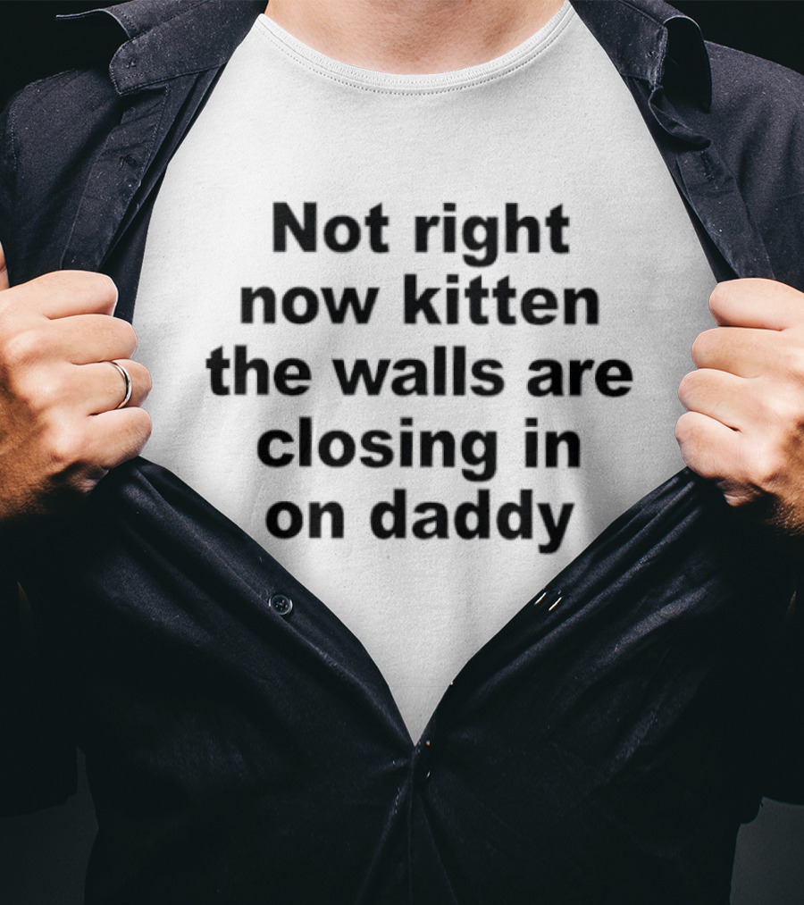 Not Right Now Kitten The Walls Are Closing In On Daddy Humorous Saying T-Shirt