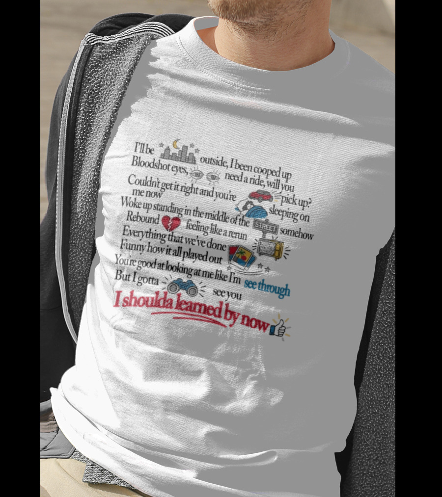 The Band Camino See Through Lyric Text With Heart And Sun Illustrations T-Shirt
