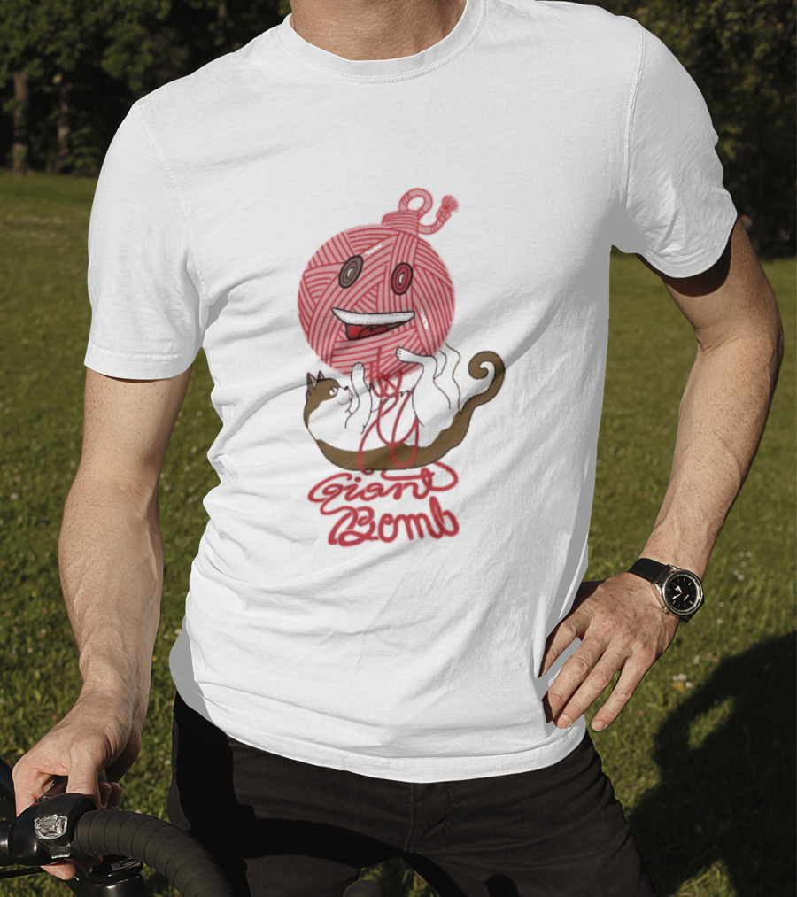 Giant Bomb Cat Monster Red Yarn Ball T-Shirt
