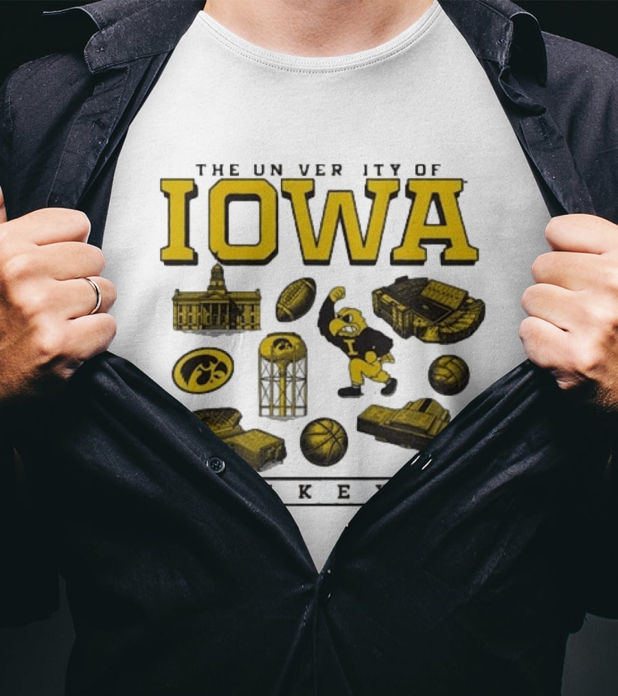 The University Of Iowa Hawkeyes Football Iconography Island T-Shirt