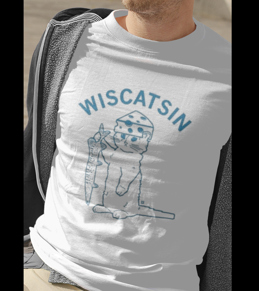 Wiscatsin Cat With Fish Illustration By Raygun T-Shirt