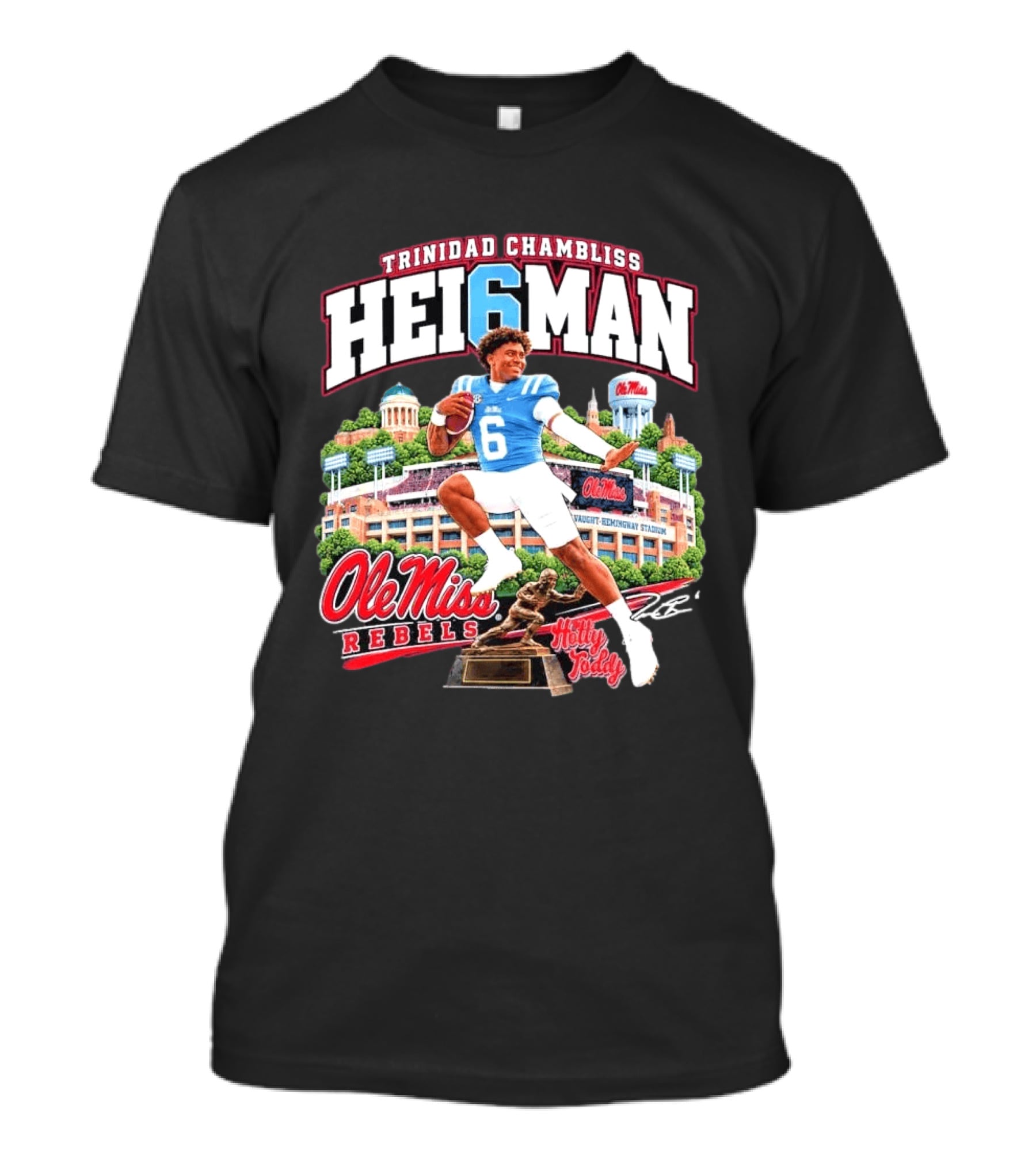 Trinidad Chambliss 2026 Hei6man Ole Miss Rebels Hotty Toddy Vaught Hemingway Stadium T-Shirt