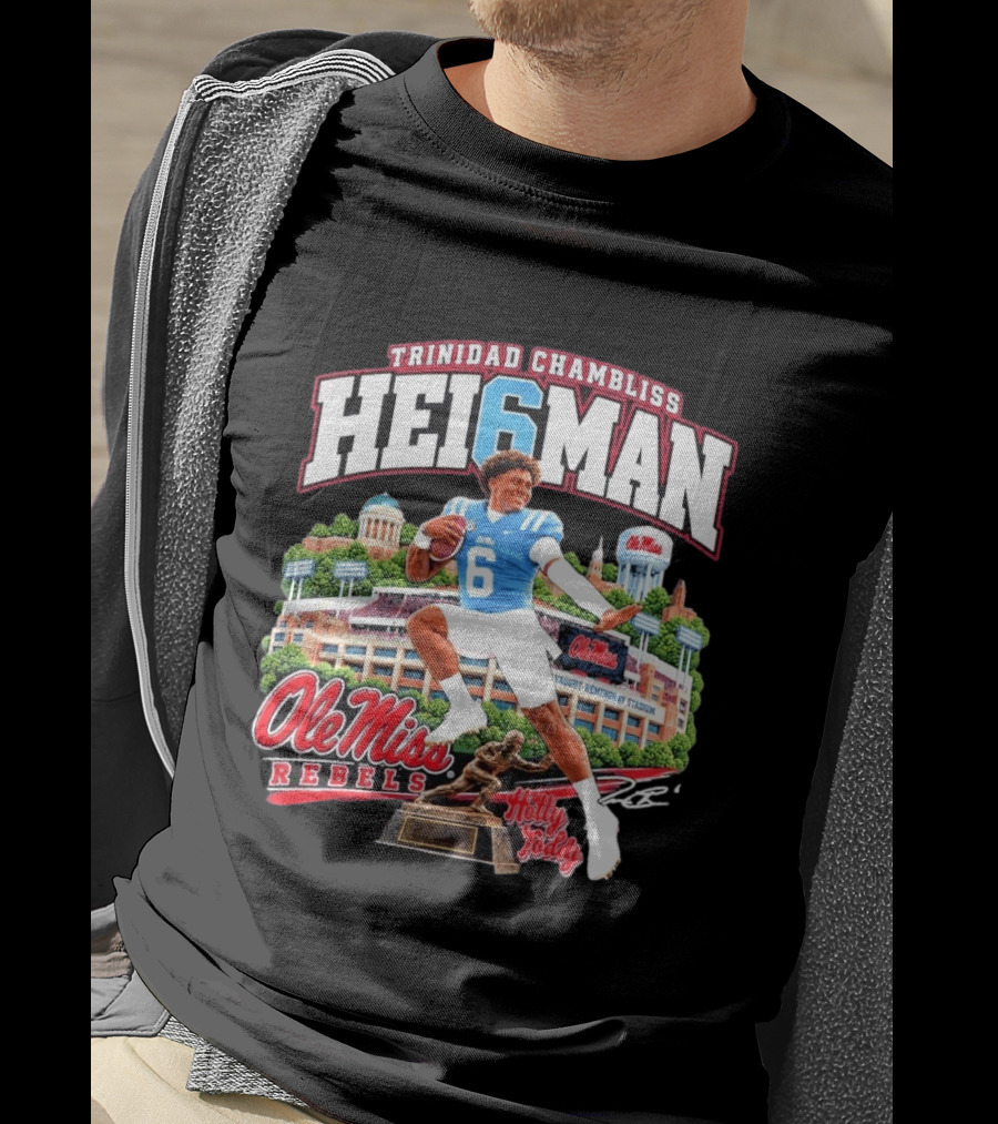 Trinidad Chambliss 2026 Hei6man Ole Miss Rebels Hotty Toddy Vaught Hemingway Stadium T-Shirt