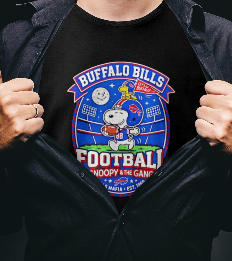 Buffalo Bills Football Snoopy & The Gang Bills Mafia Est 1960 Let's Go Buffalo T-Shirt