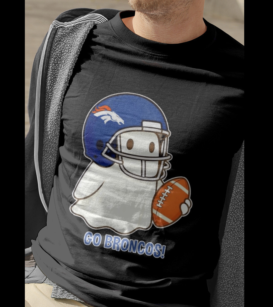 Denver Broncos Halloween Ghost Football Go Broncos T-Shirt