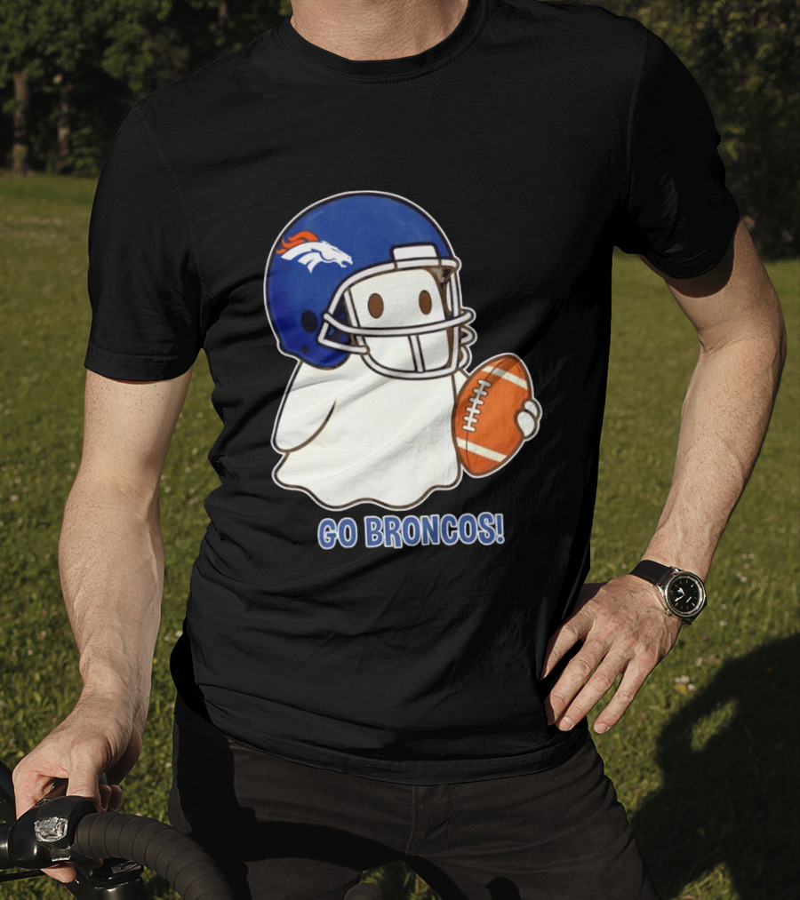 Denver Broncos Halloween Ghost Football Go Broncos T-Shirt