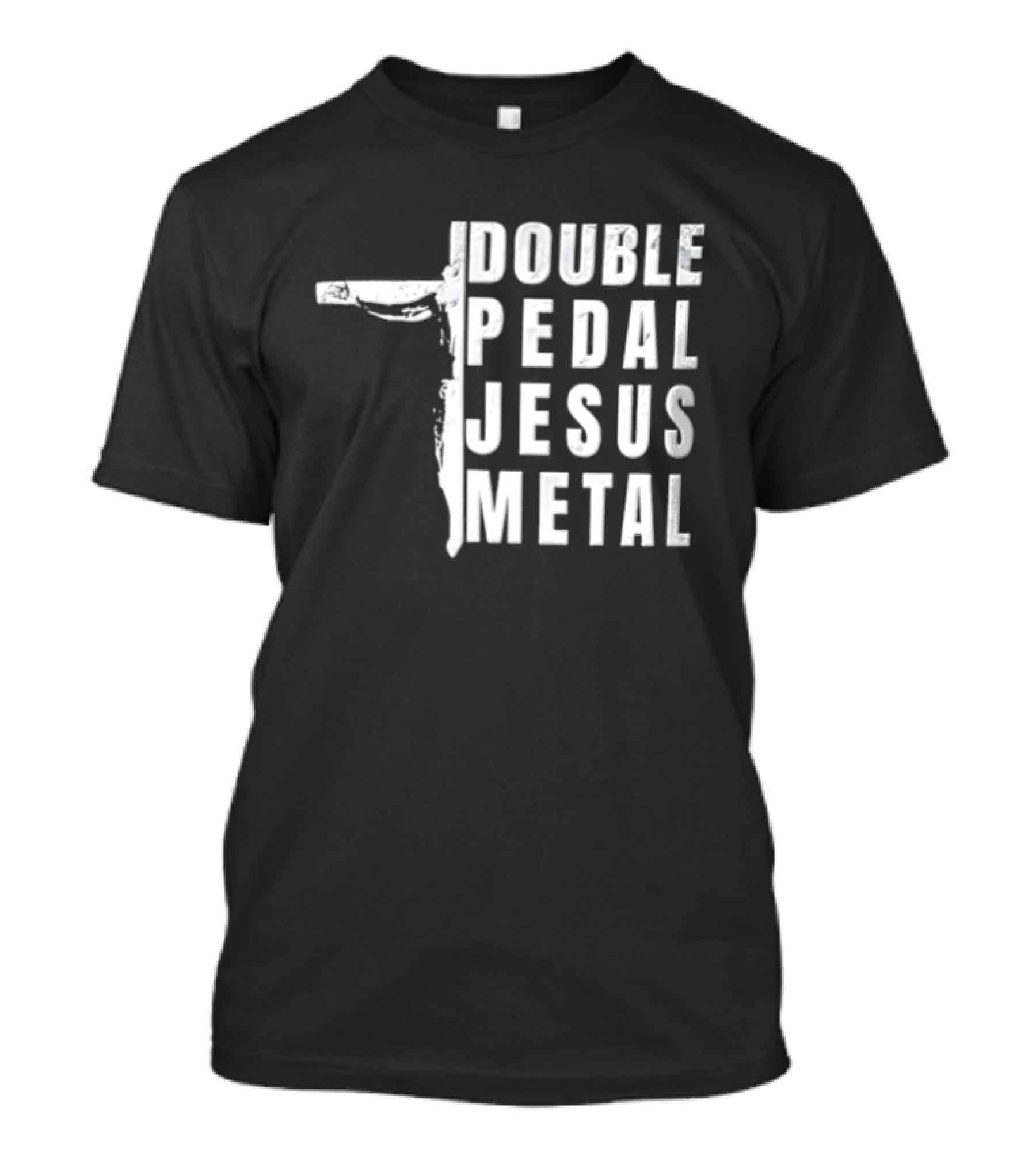 Double Pedal Jesus Metal Crucifix Shape Grunge T-Shirt