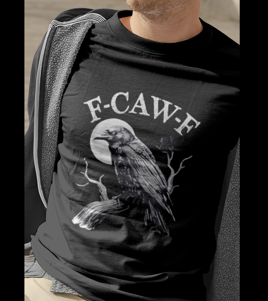 F Caw F Crow Halloween Moon Branches Ravens 2026 T-Shirt