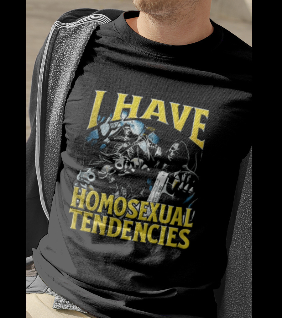 I Have Homosexual Tendencies Skeletons With Handguns Dark T-Shirt