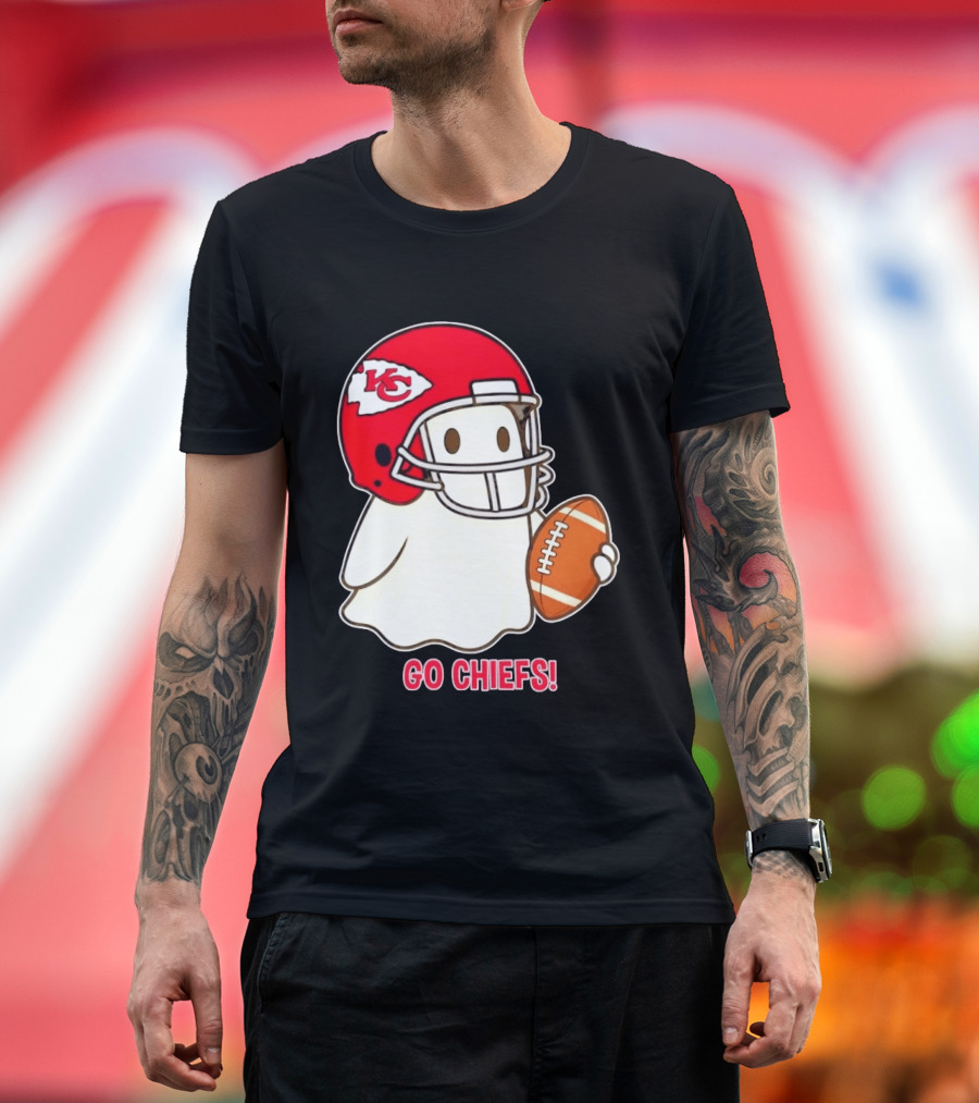 Kansas City Chiefs Go Chiefs Halloween Ghost Football Helmet T-Shirt