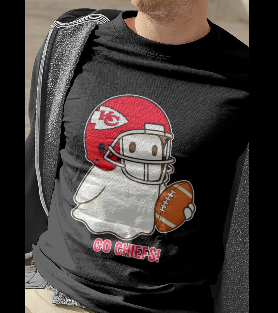 Kansas City Chiefs Go Chiefs Halloween Ghost Football Helmet T-Shirt